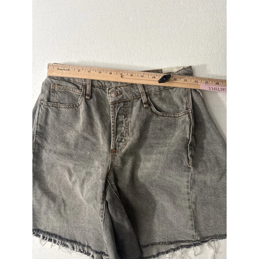 We The Free Shorts Women 26 Grey Boomerang High Rise Long Crossover Waist Denim
